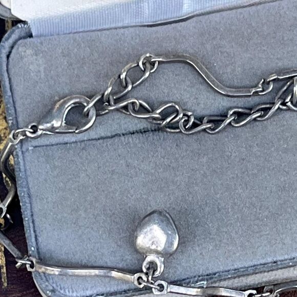 Mother of Pearl Sterling Silver Heart Anklet or Long Bracelet Ankle - Picture 5 of 5